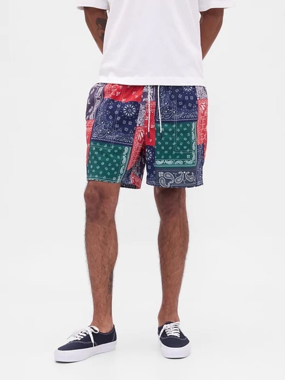 Gap Men’s Swim Trunks Handkerchief Bandana Patchwork Swimsuit XS Americana